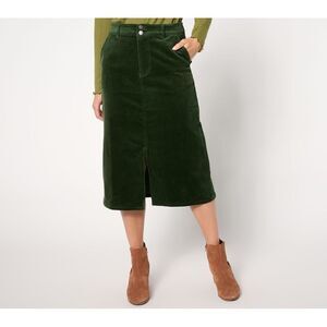 Me by Jennie Garth Women's Skirt Sz 16 Colette Corduroy Midi Green A682856